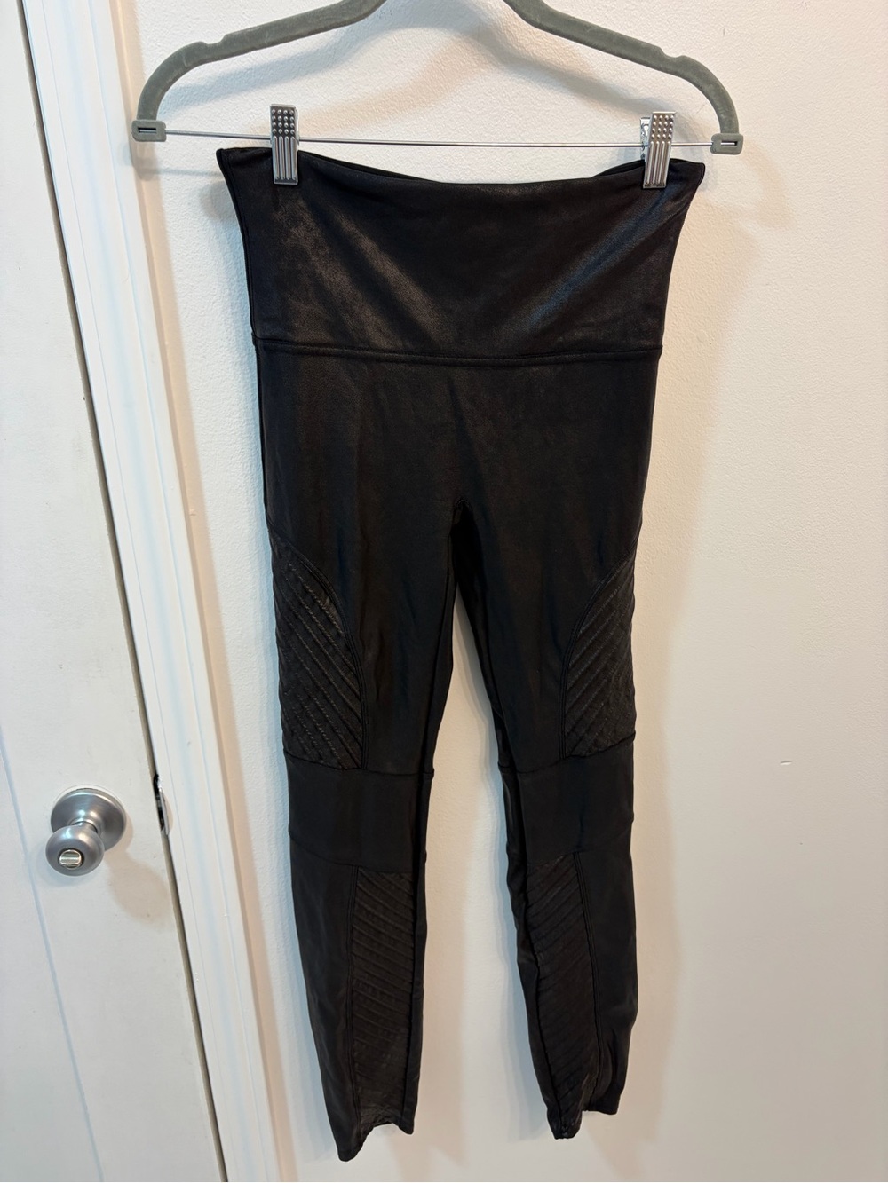 SPANX Faux Leather Moto Black Leggings NWOT